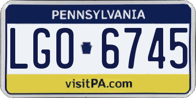 PA license plate LGO6745