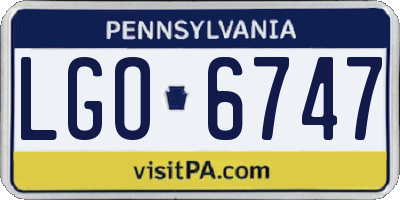 PA license plate LGO6747