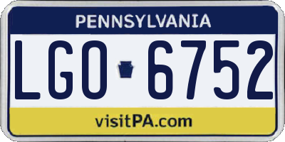 PA license plate LGO6752