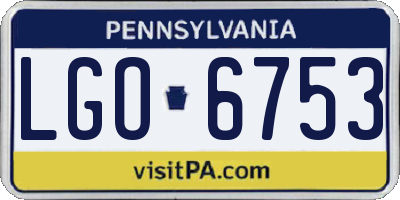PA license plate LGO6753
