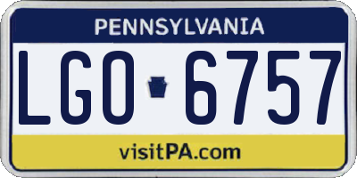 PA license plate LGO6757