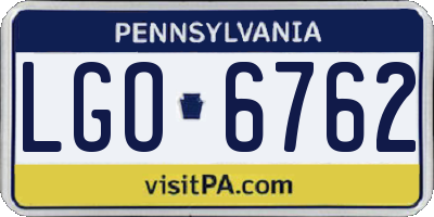 PA license plate LGO6762