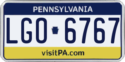 PA license plate LGO6767