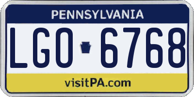 PA license plate LGO6768