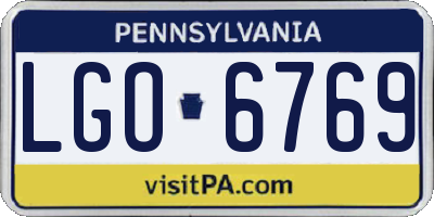 PA license plate LGO6769