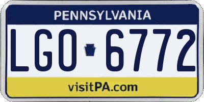 PA license plate LGO6772