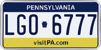 PA license plate LGO6777
