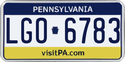 PA license plate LGO6783