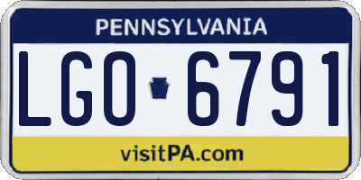 PA license plate LGO6791