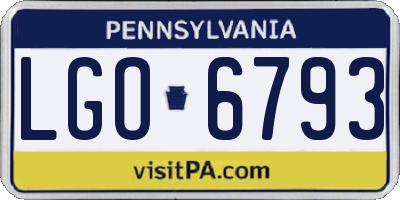 PA license plate LGO6793