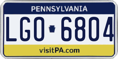 PA license plate LGO6804