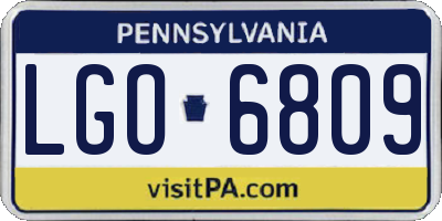 PA license plate LGO6809
