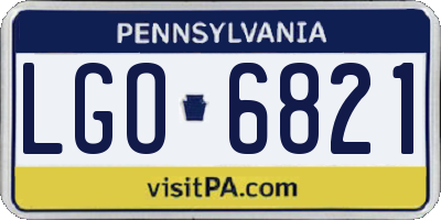 PA license plate LGO6821