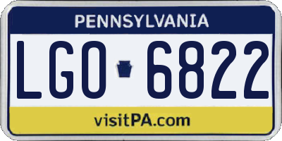 PA license plate LGO6822