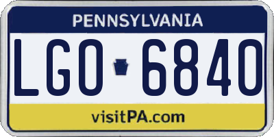 PA license plate LGO6840