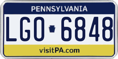 PA license plate LGO6848