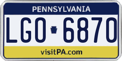 PA license plate LGO6870