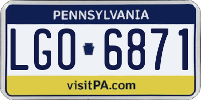 PA license plate LGO6871