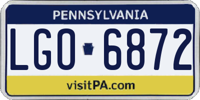 PA license plate LGO6872