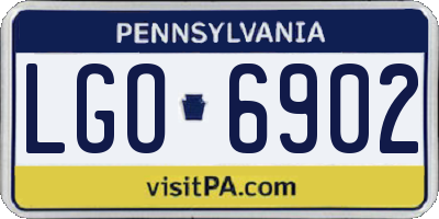 PA license plate LGO6902