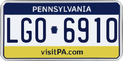 PA license plate LGO6910