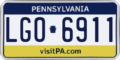 PA license plate LGO6911