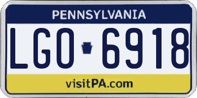 PA license plate LGO6918
