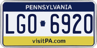 PA license plate LGO6920