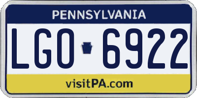 PA license plate LGO6922