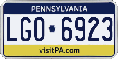 PA license plate LGO6923