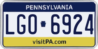 PA license plate LGO6924