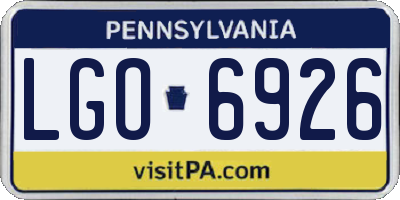 PA license plate LGO6926