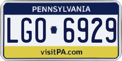 PA license plate LGO6929