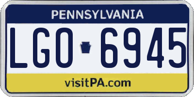 PA license plate LGO6945