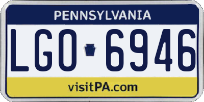 PA license plate LGO6946