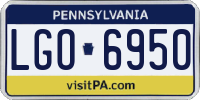 PA license plate LGO6950