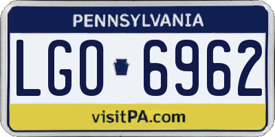 PA license plate LGO6962
