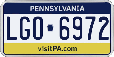 PA license plate LGO6972
