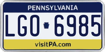 PA license plate LGO6985