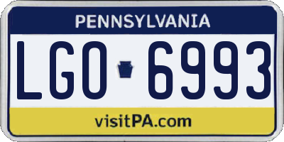 PA license plate LGO6993