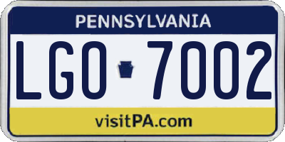 PA license plate LGO7002
