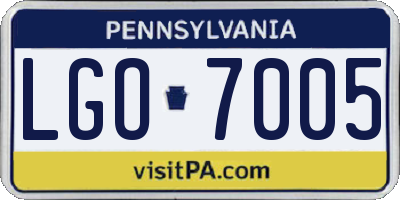 PA license plate LGO7005