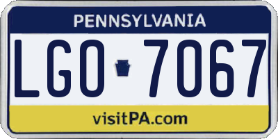 PA license plate LGO7067