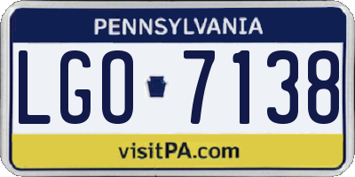 PA license plate LGO7138