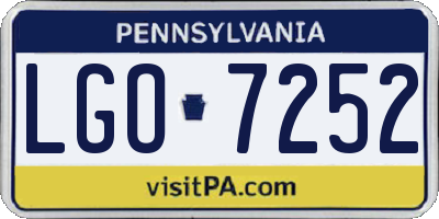 PA license plate LGO7252