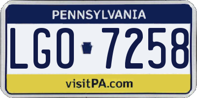 PA license plate LGO7258