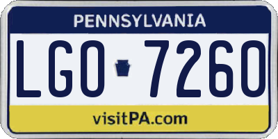 PA license plate LGO7260