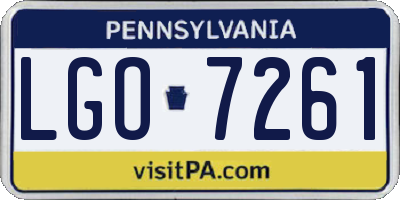 PA license plate LGO7261