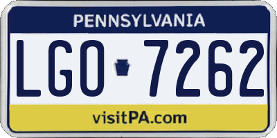 PA license plate LGO7262