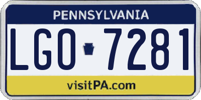 PA license plate LGO7281